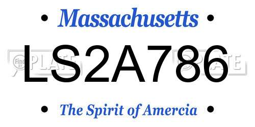 LS2A786 Massachusetts License Plate