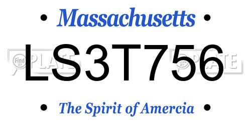 LS3T756 Massachusetts License Plate