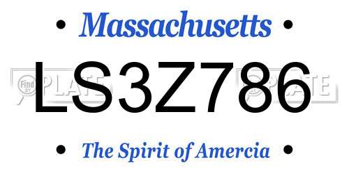 LS3Z786 Massachusetts License Plate