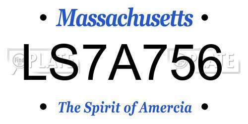 LS7A756 Massachusetts License Plate