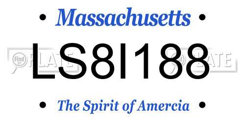 LS8I188 Massachusetts License Plate