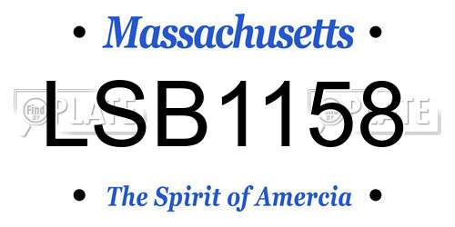 LSB1158 Massachusetts License Plate