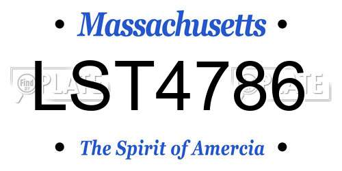LST4786 Massachusetts License Plate