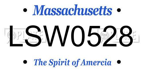 LSW0528 Massachusetts License Plate