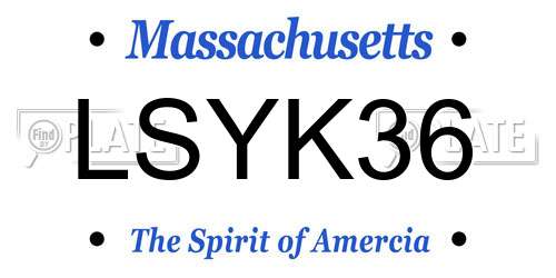 LSYK36 Massachusetts License Plate