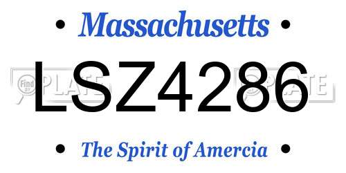 LSZ4286 Massachusetts License Plate