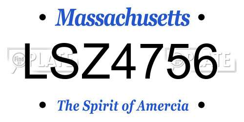 LSZ4756 Massachusetts License Plate