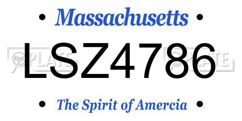 LSZ4786 Massachusetts License Plate