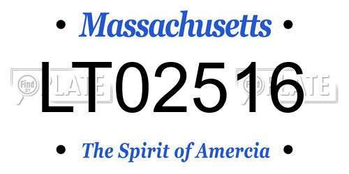 LT02516 Massachusetts License Plate