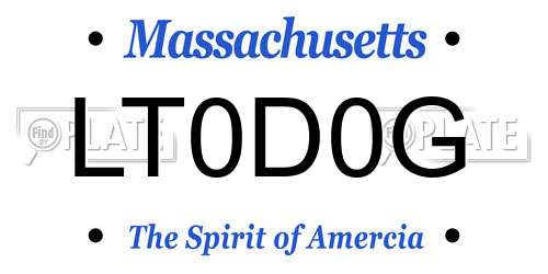 LT0D0G Massachusetts License Plate