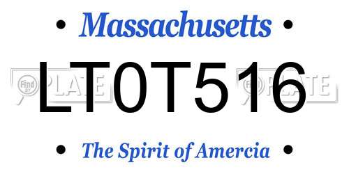 LT0T516 Massachusetts License Plate