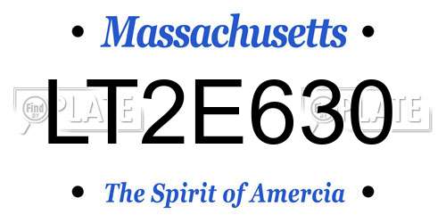 LT2E630 Massachusetts License Plate