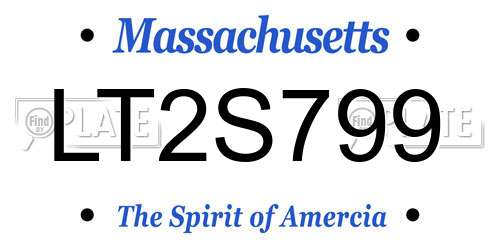 LT2S799 Massachusetts License Plate