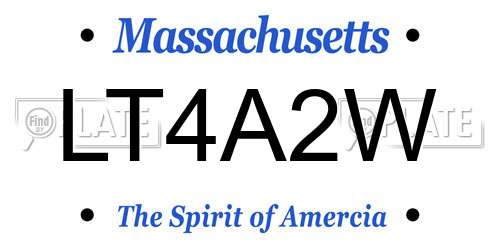 LT4A2W Massachusetts License Plate