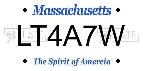 LT4A7W Massachusetts License Plate
