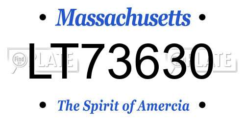 LT73630 Massachusetts License Plate