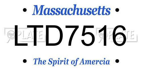 LTD7516 Massachusetts License Plate