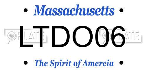 LTDO06 Massachusetts License Plate