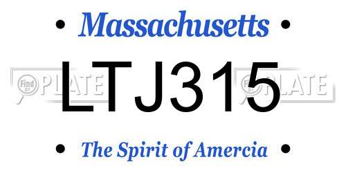 LTJ315 Massachusetts License Plate