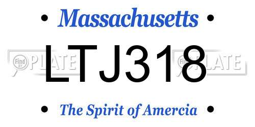 LTJ318 Massachusetts License Plate