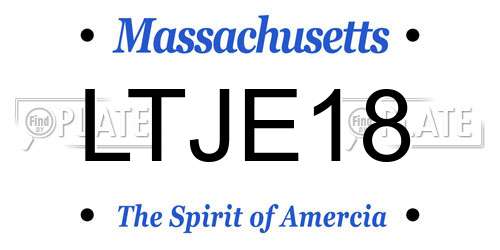 LTJE18 Massachusetts License Plate