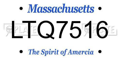 LTQ7516 Massachusetts License Plate