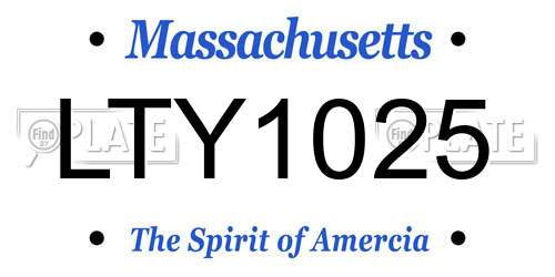 LTY1025 Massachusetts License Plate