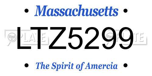 LTZ5299 Massachusetts License Plate
