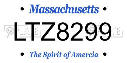 LTZ8299 Massachusetts License Plate