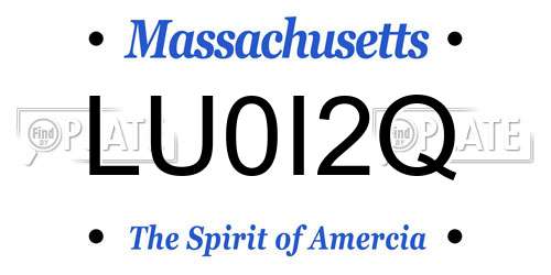 LU0I2Q Massachusetts License Plate