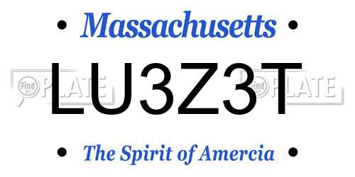LU3Z3T Massachusetts License Plate