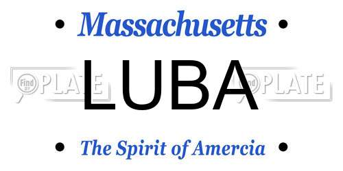 LUBA Massachusetts License Plate