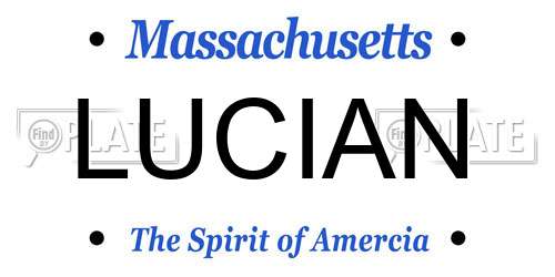 LUCIAN Massachusetts License Plate