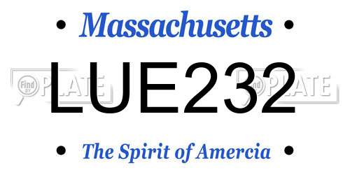 LUE232 Massachusetts License Plate