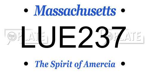LUE237 Massachusetts License Plate