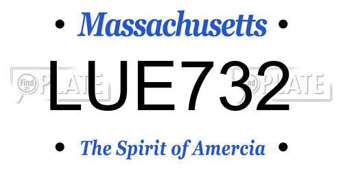 LUE732 Massachusetts License Plate