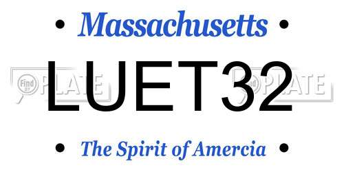LUET32 Massachusetts License Plate