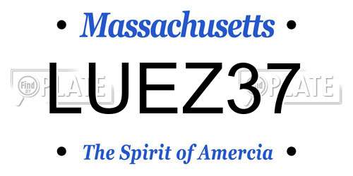 LUEZ37 Massachusetts License Plate