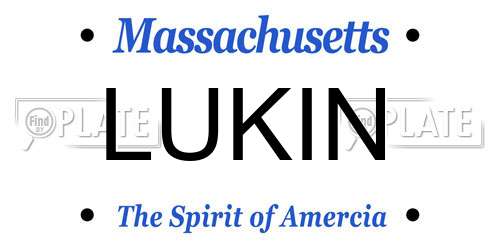 LUKIN Massachusetts License Plate
