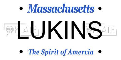 LUKINS Massachusetts License Plate