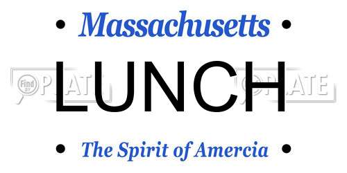 LUNCH Massachusetts License Plate