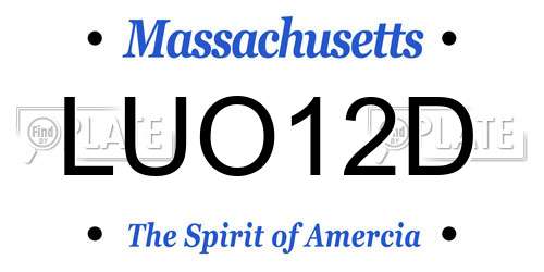 LUO12D Massachusetts License Plate