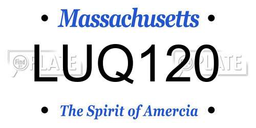 LUQ120 Massachusetts License Plate