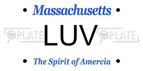 LUV Massachusetts License Plate