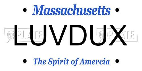 LUVDUX Massachusetts License Plate