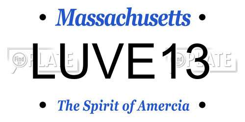 LUVE13 Massachusetts License Plate