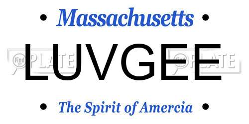 LUVGEE Massachusetts License Plate