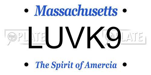 LUVK9 Massachusetts License Plate