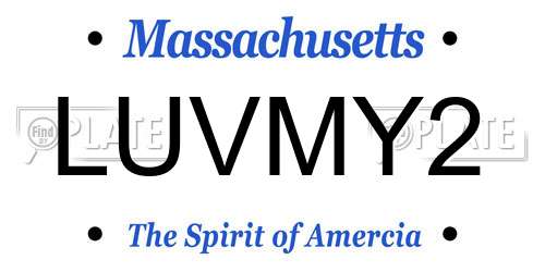 LUVMY2 Massachusetts License Plate