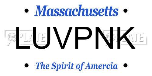 LUVPNK Massachusetts License Plate